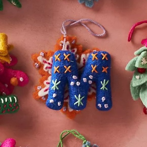 Anthropologie Other - Anthropologie Deck The Halls M Monogram Initial Letter Christmas Ornament NEW